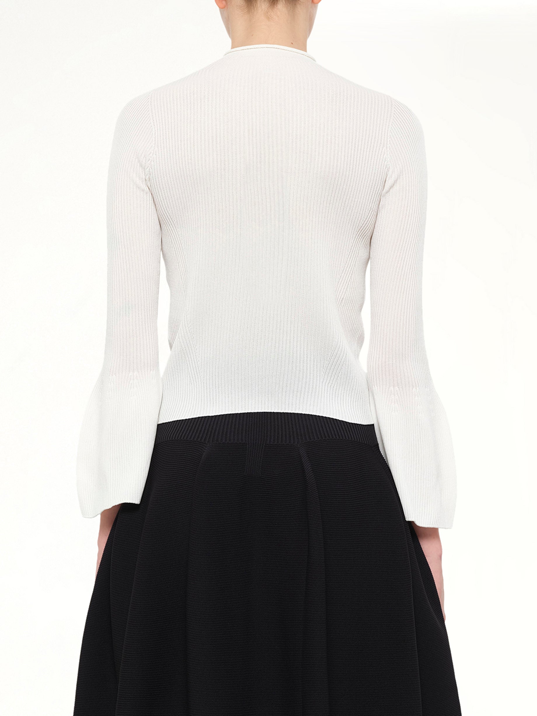 Soft Portrait Long Bell Sleeve Top in White