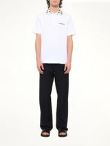 Textured Laurel Pique Polo in White