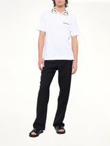 Textured Laurel Pique Polo in White