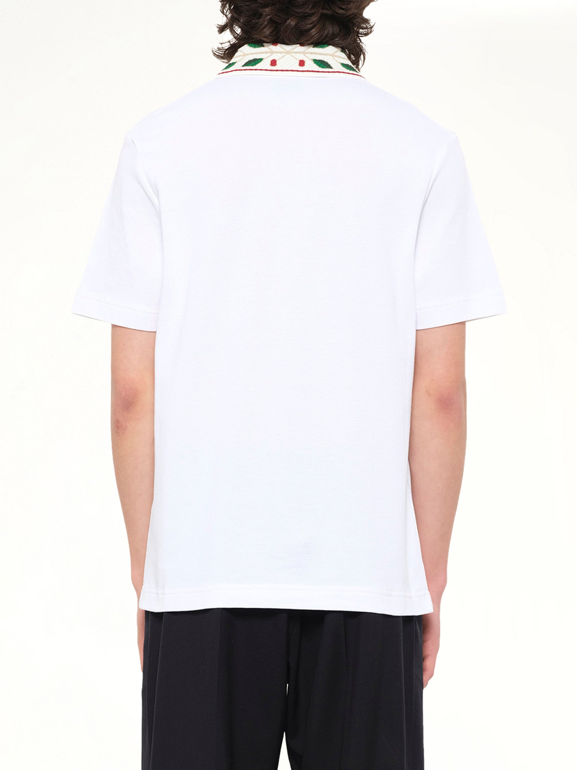 Textured Laurel Pique Polo in White