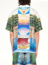 Trompe L'Oeil Cuban Collar SS Shirt in Blue