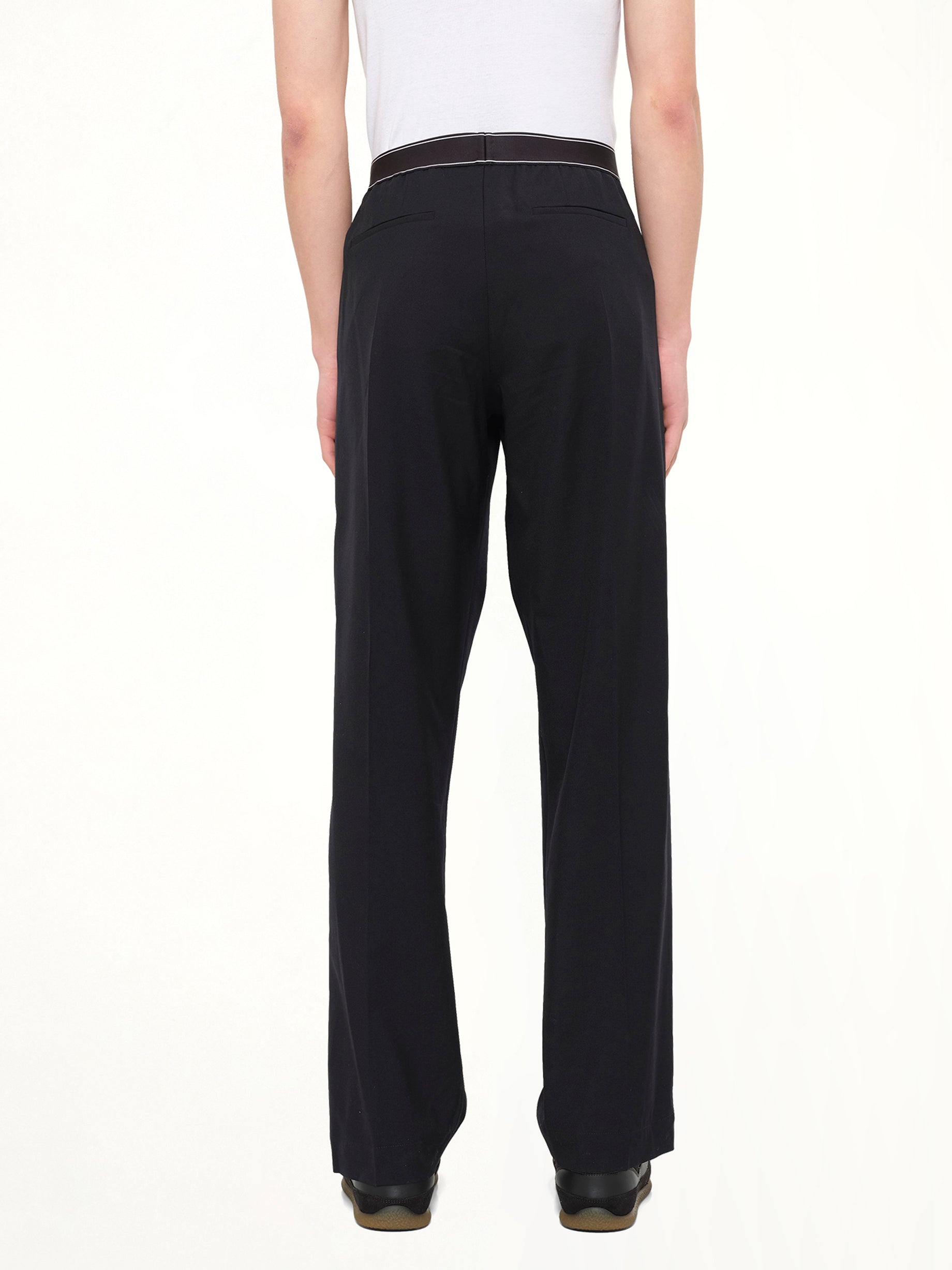 Wool Blend Sports Trouser in Black