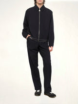 Wool Blend Sports Trouser in Black