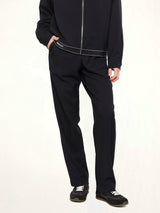 Wool Blend Sports Trouser in Black