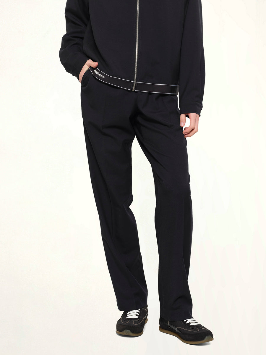 Wool Blend Sports Trouser in Black