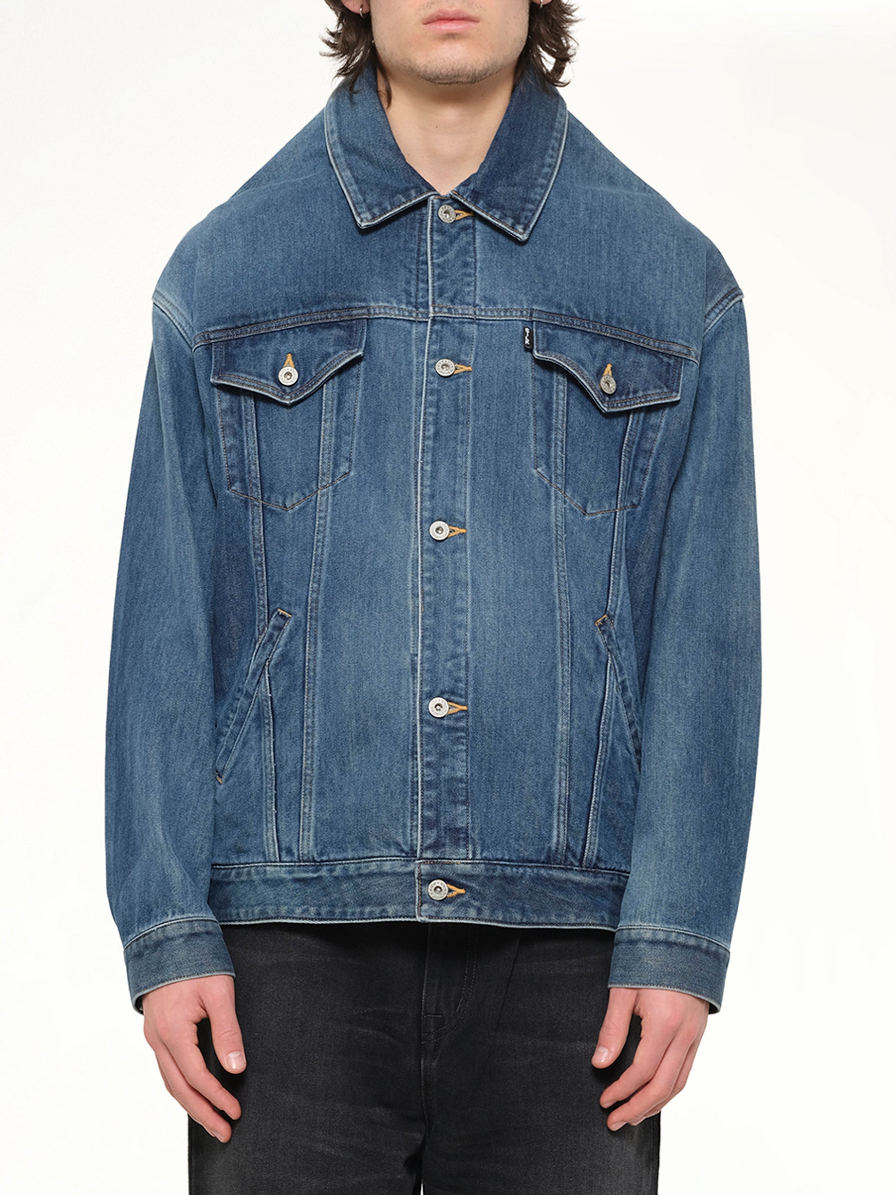 Head Drop Denim Jacket in Indigo