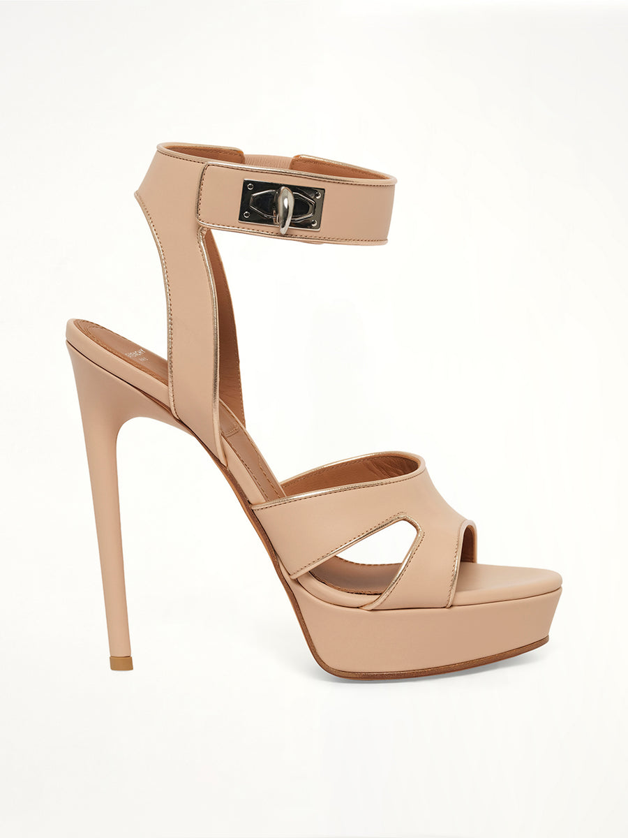 Shark Lock Heel 12.5 in Nude Pink