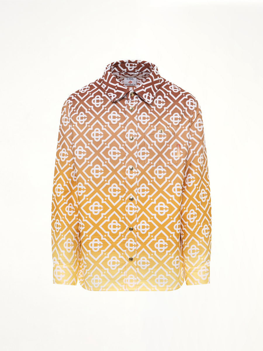 Boucle Jacquard Monogram Shacket in Brown
