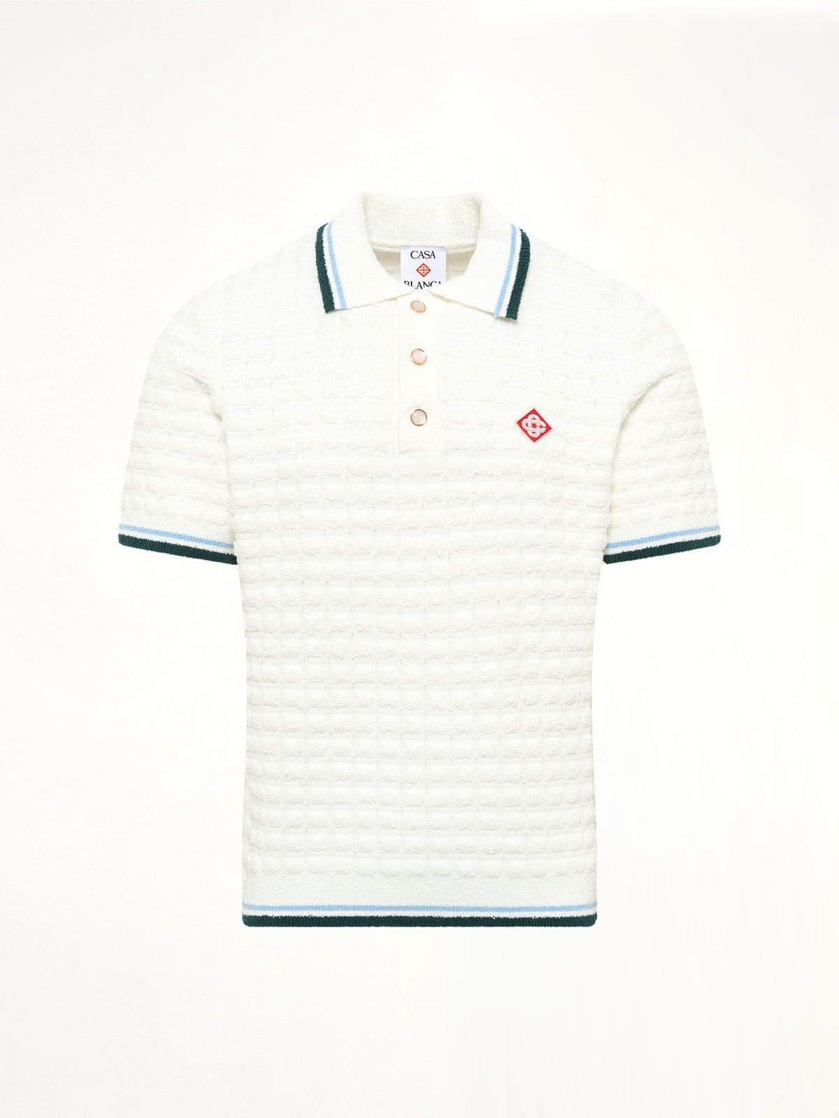 Boucle Short Sleeve Polo in White