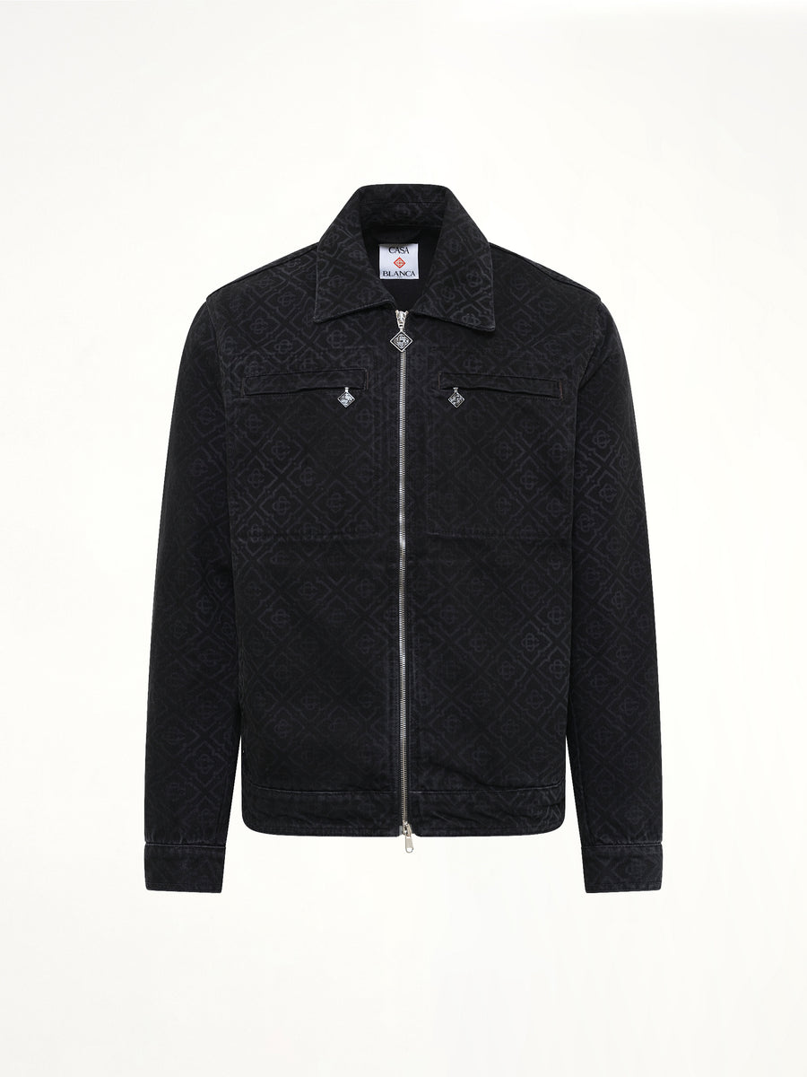 Denim Monogram Jacket in Black