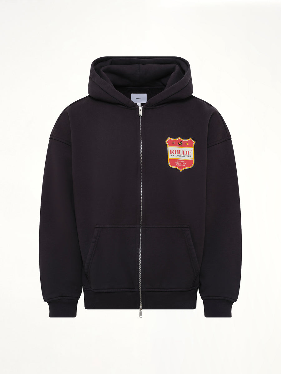 Filtaro Crest Zip-Up Hoodie in Vintage Black