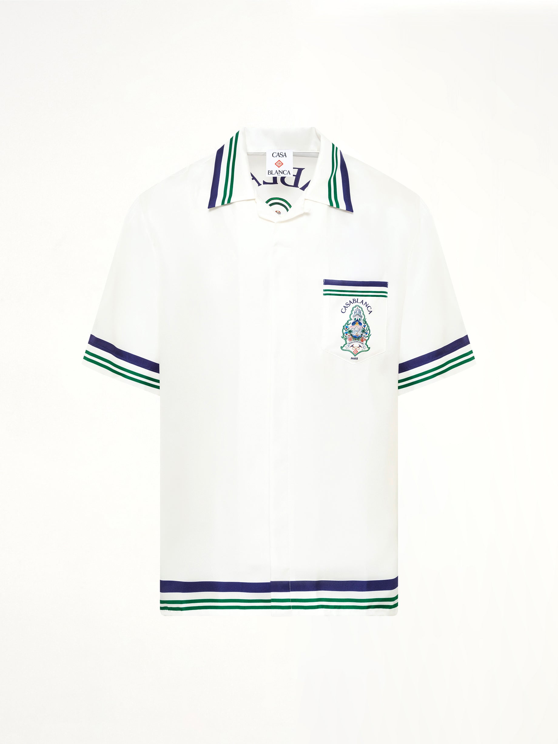 Hotel Emblem Cuban Collar SS Shirt in White