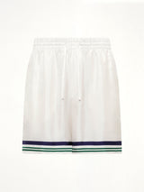 Hotel Emblem Silk Shorts in White