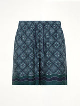Radiating Monogram Silk Shorts in Green