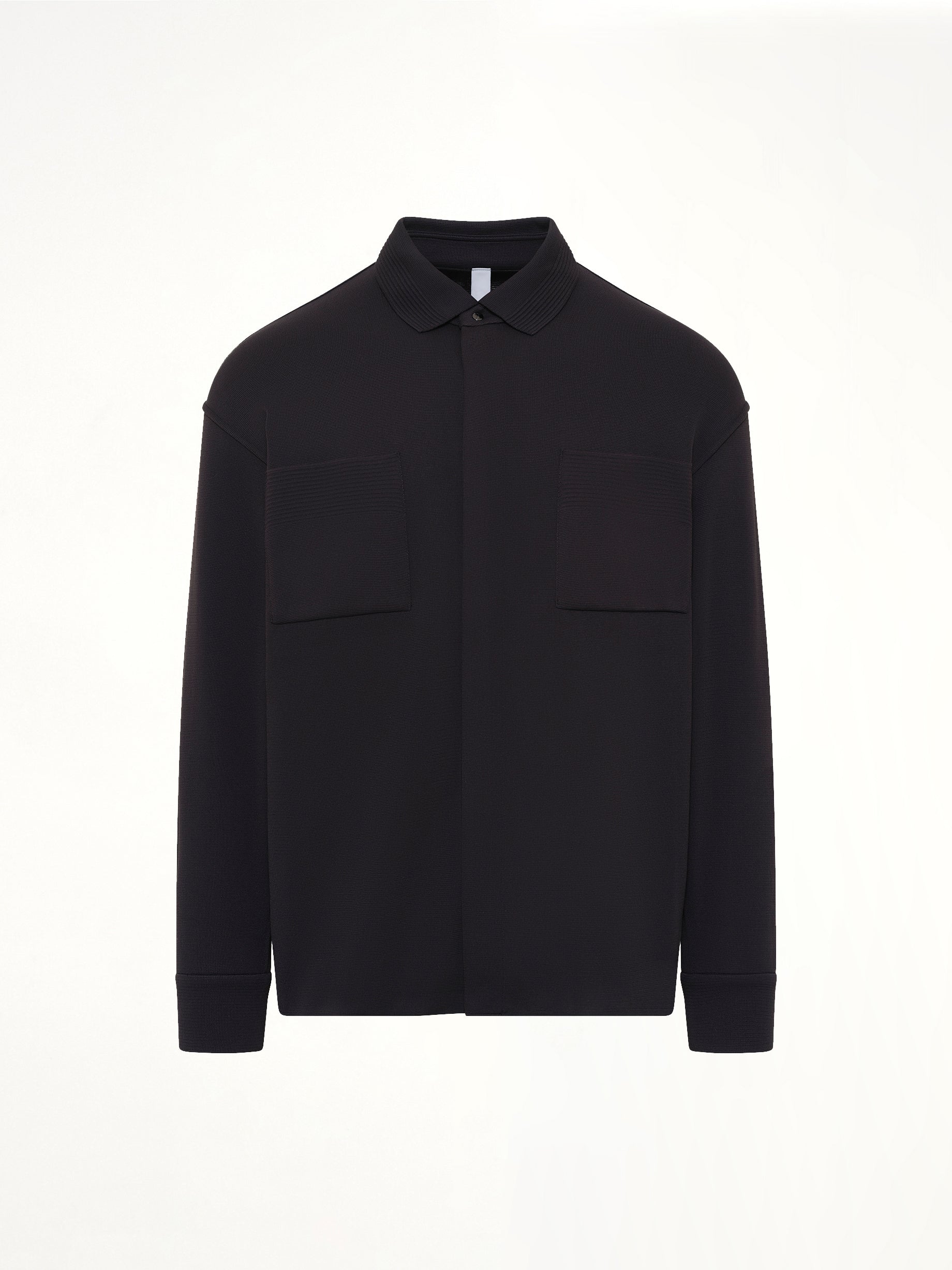 Soft Milan Covered Placket Shirt in Black