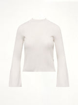 Soft Portrait Long Bell Sleeve Top in White