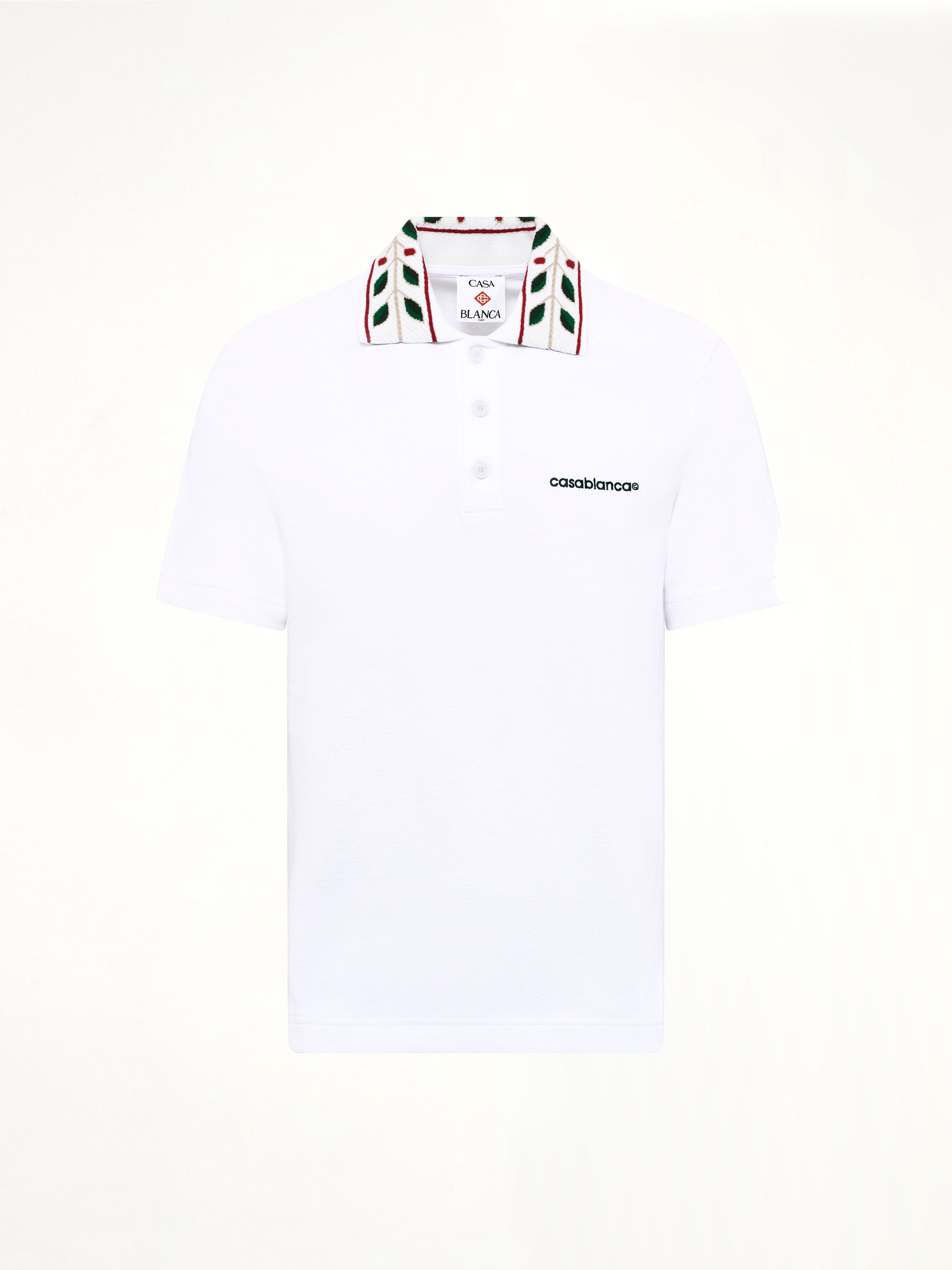 Textured Laurel Pique Polo in White