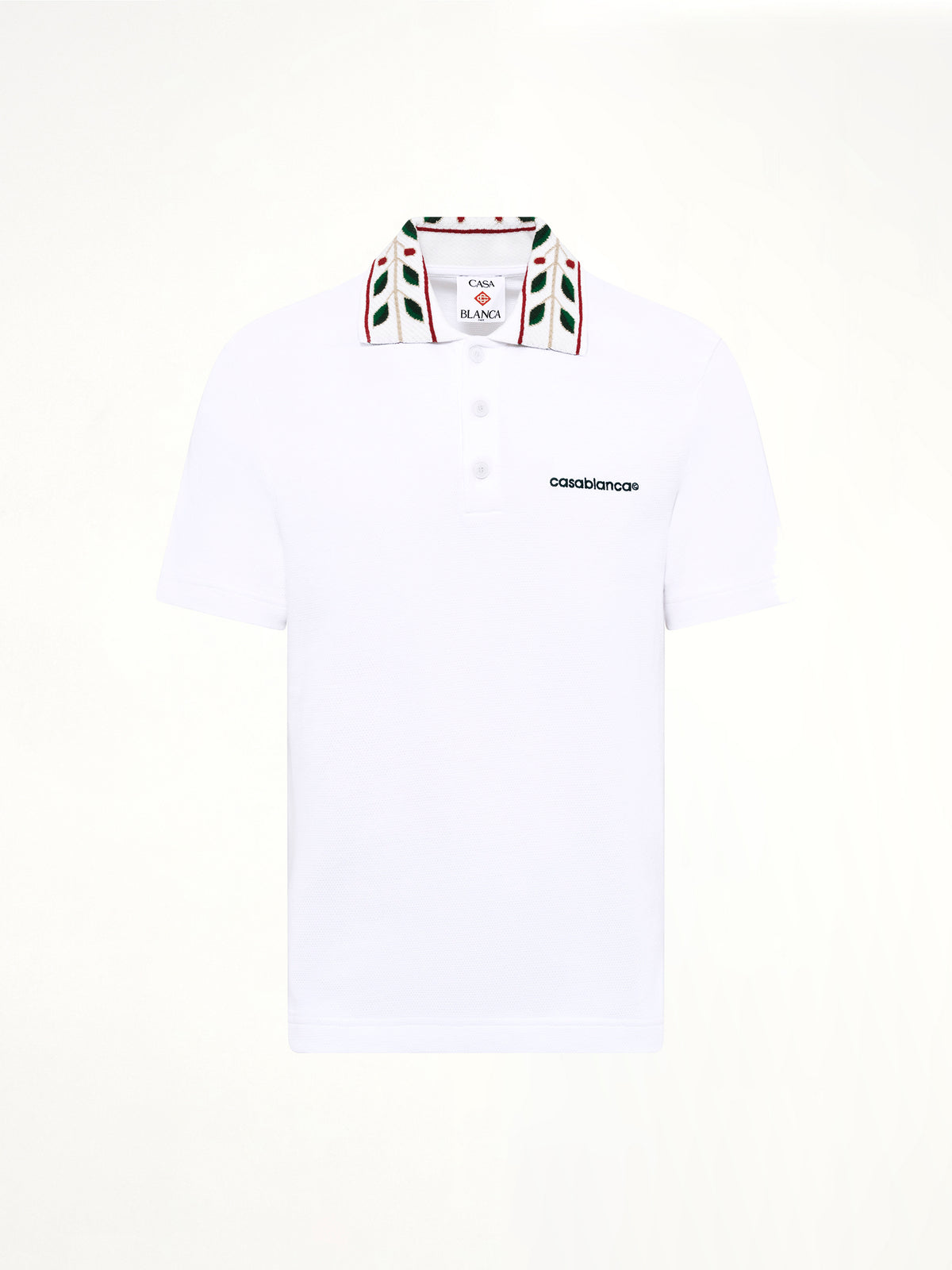 Textured Laurel Pique Polo in White