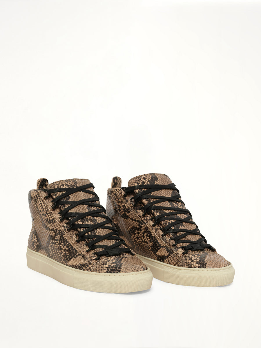 Arena High Python Sneakers  in Beige