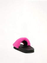 Slide Flat Mink Sandal in Fushia