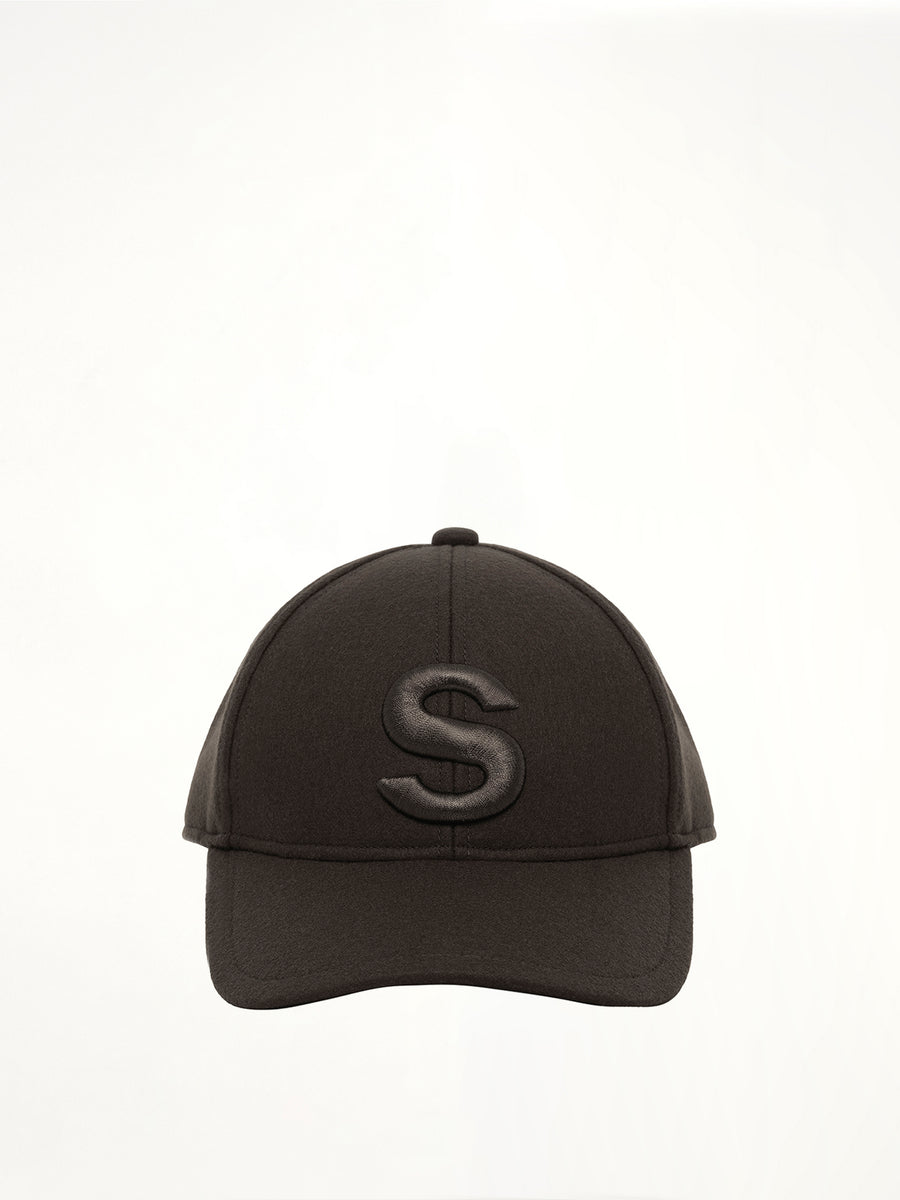S Cap Wool Melton in Dark Khaki