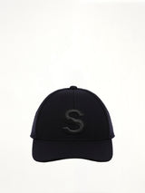 S Cap Wool Melton in Navy