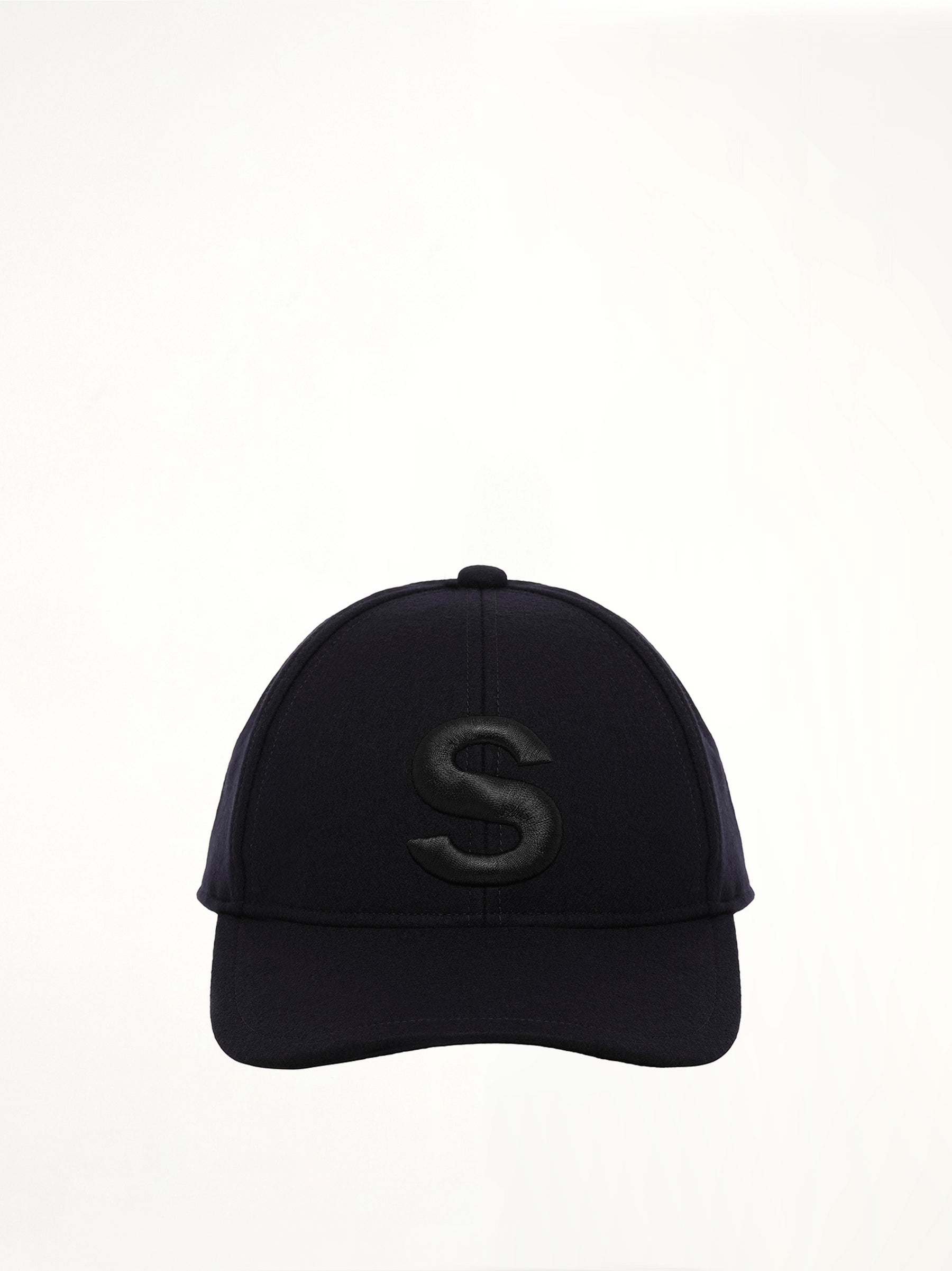S Cap Wool Melton in Navy