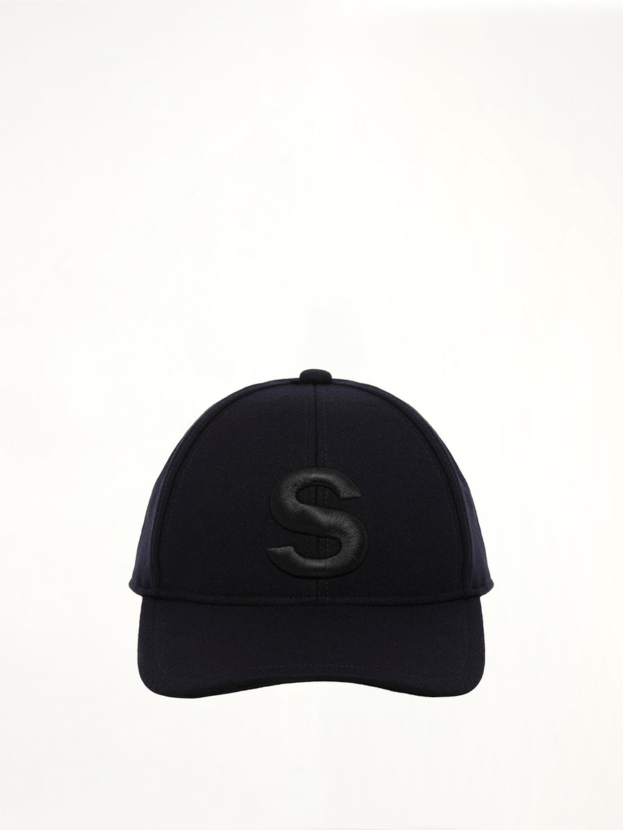 S Cap Wool Melton in Navy