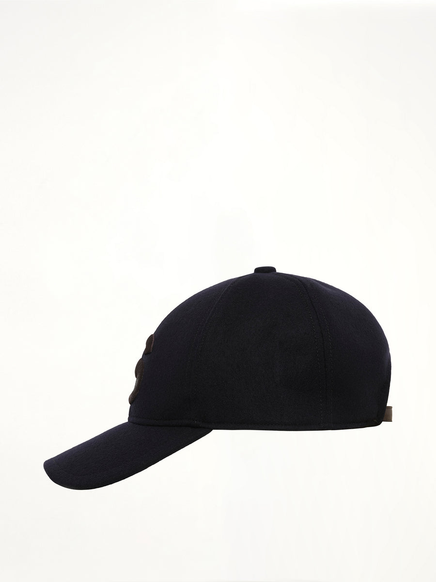 S Cap Wool Melton in Navy