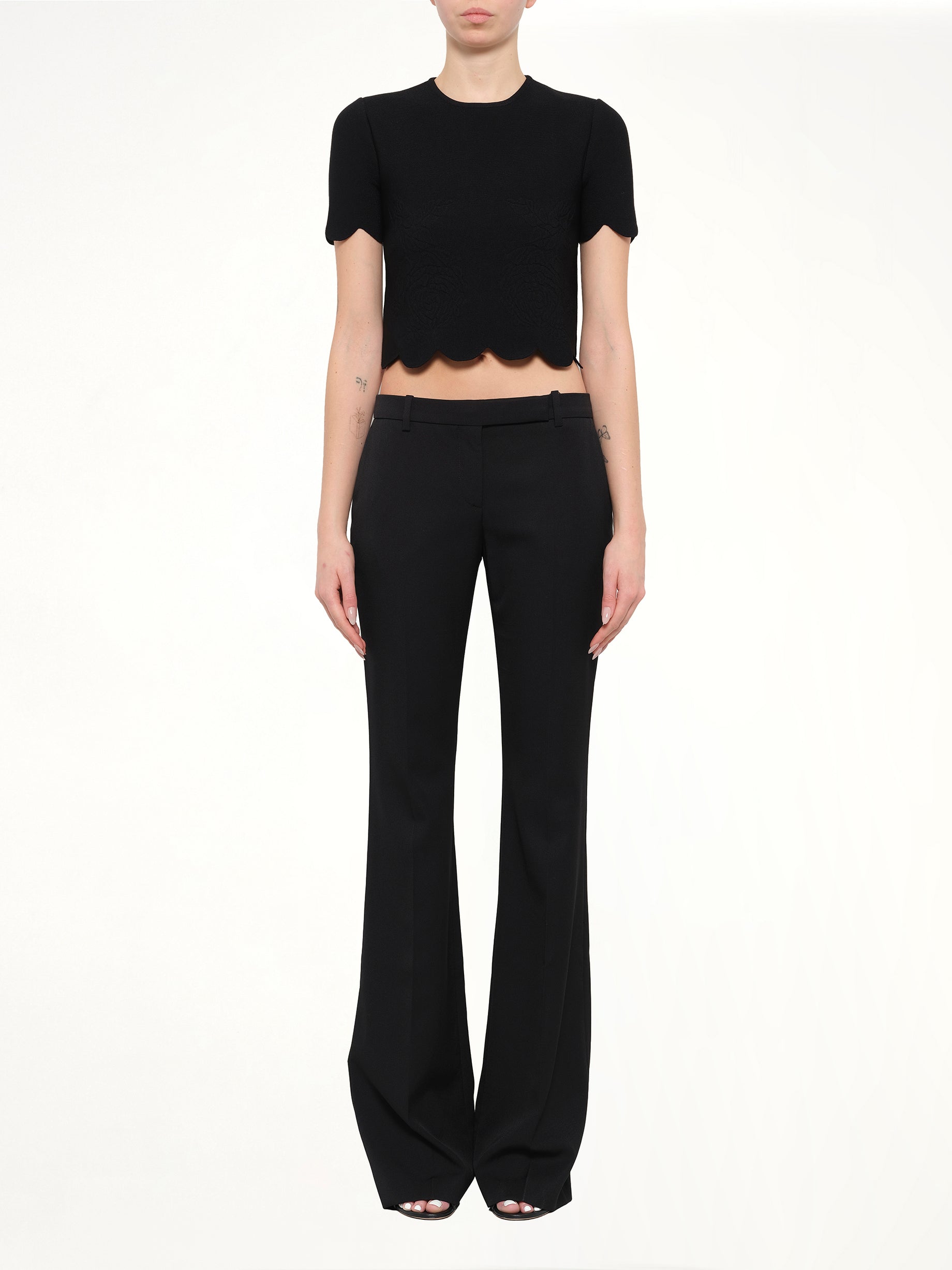 Alexander McQueen Embellished Rose Top in Black