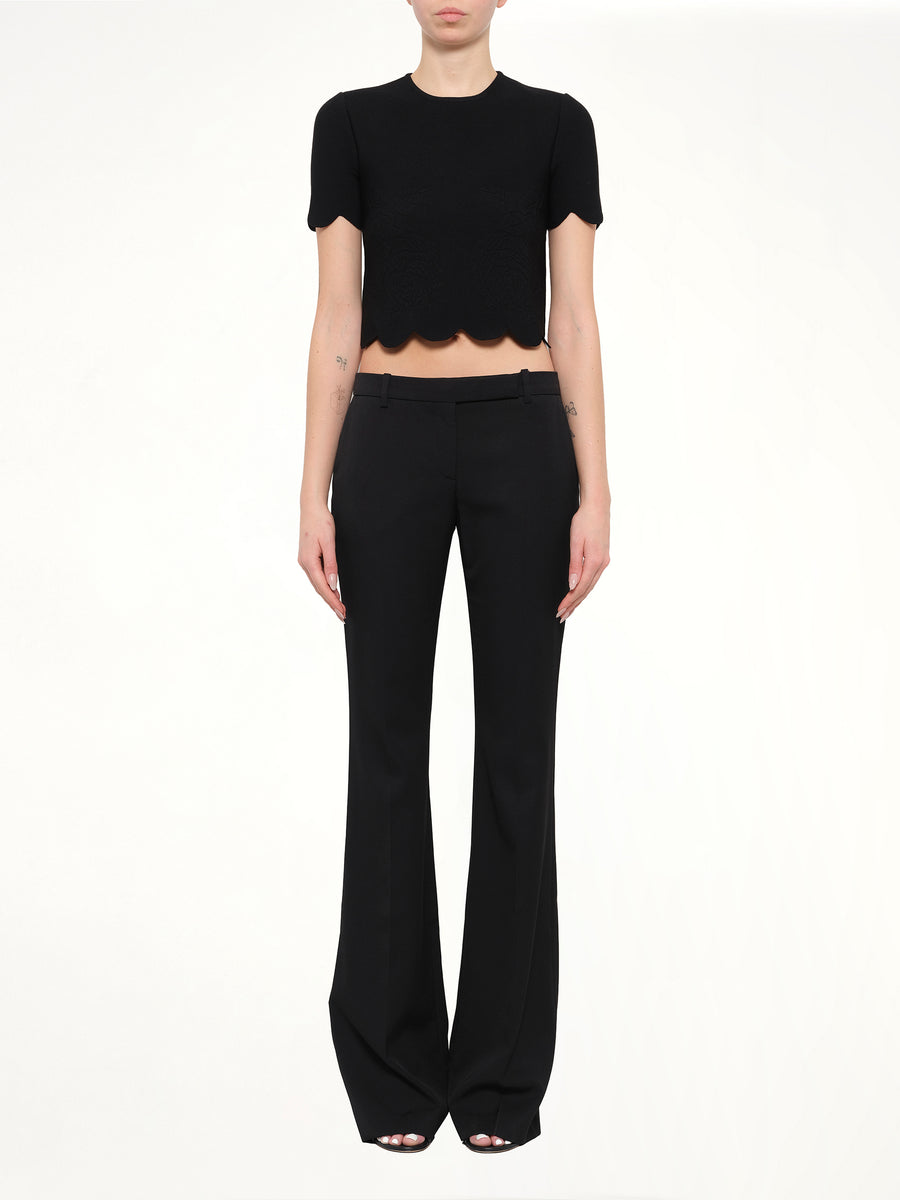 Alexander McQueen Embellished Rose Top in Black