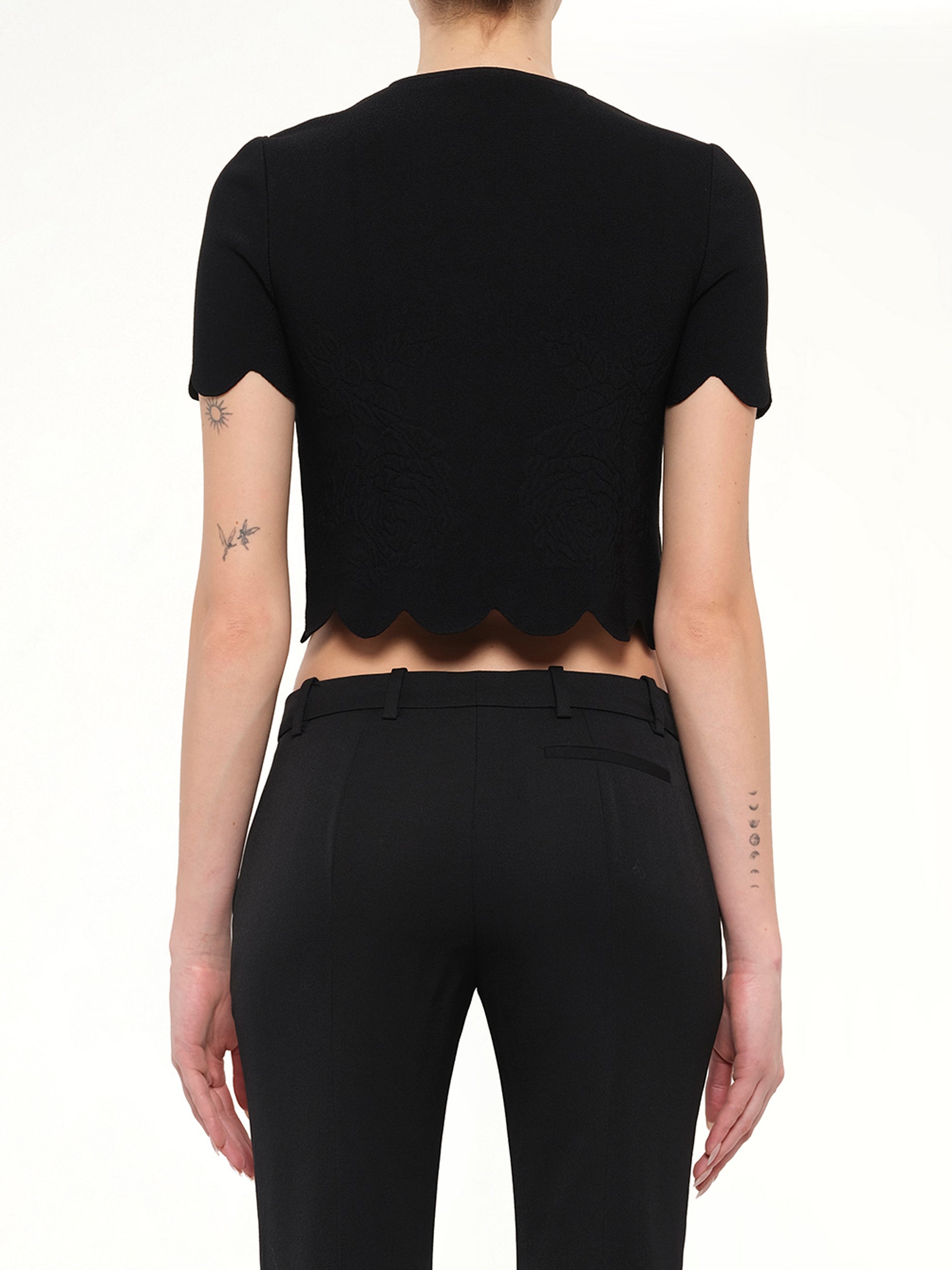 Alexander McQueen Embellished Rose Top in Black