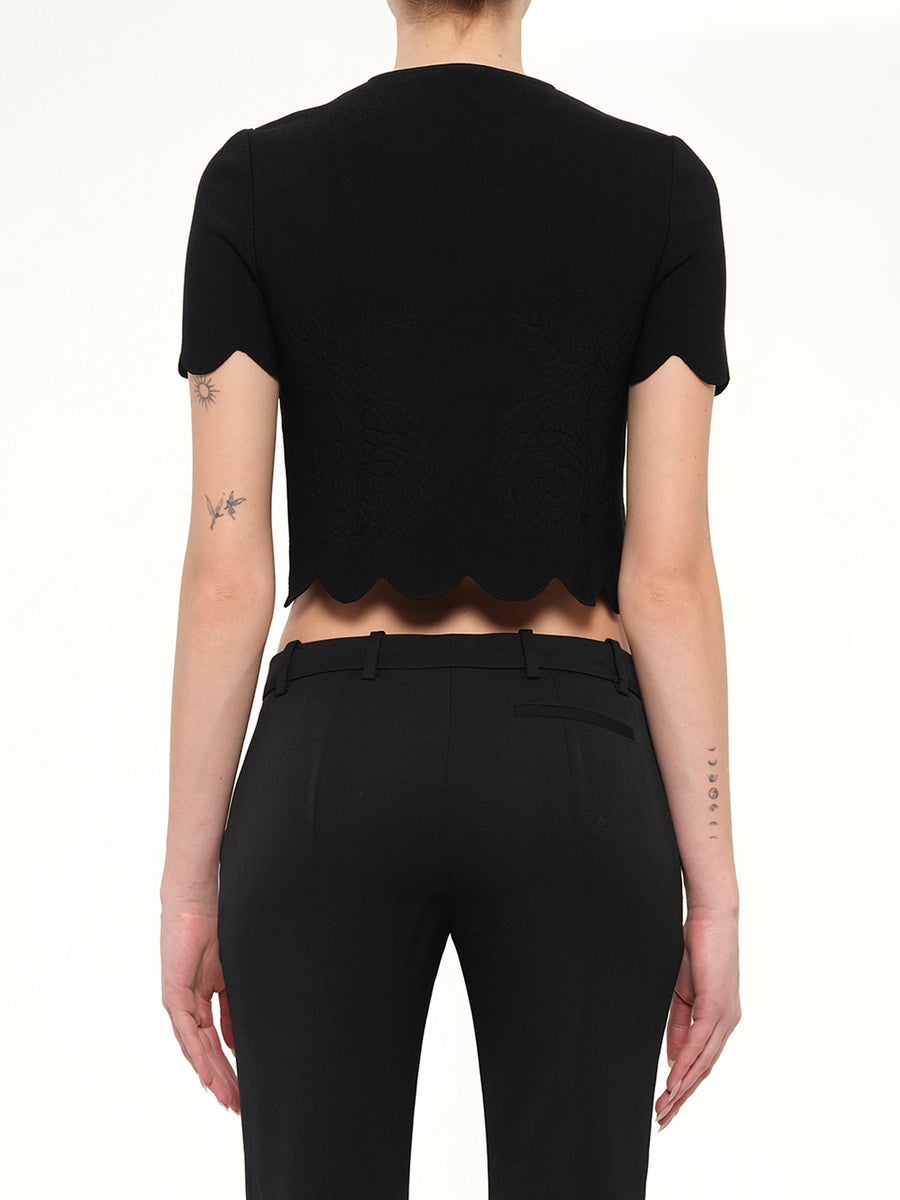 Alexander McQueen Embellished Rose Top in Black