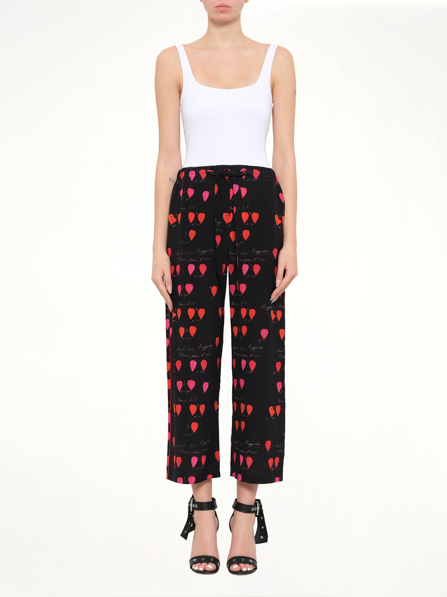 Alexander McQueen Petal Print Pants in Black/Red