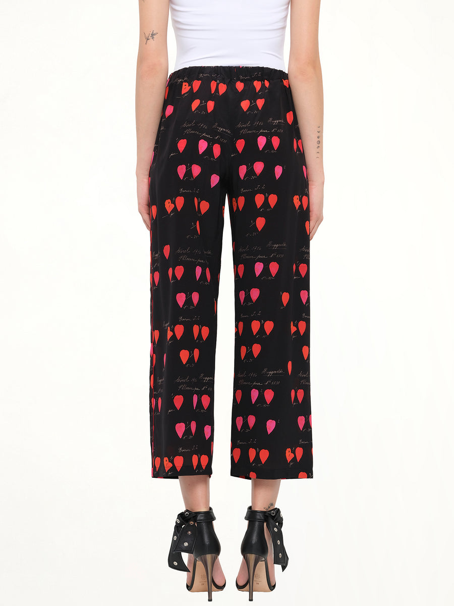 Alexander McQueen Petal Print Pants in Black/Red
