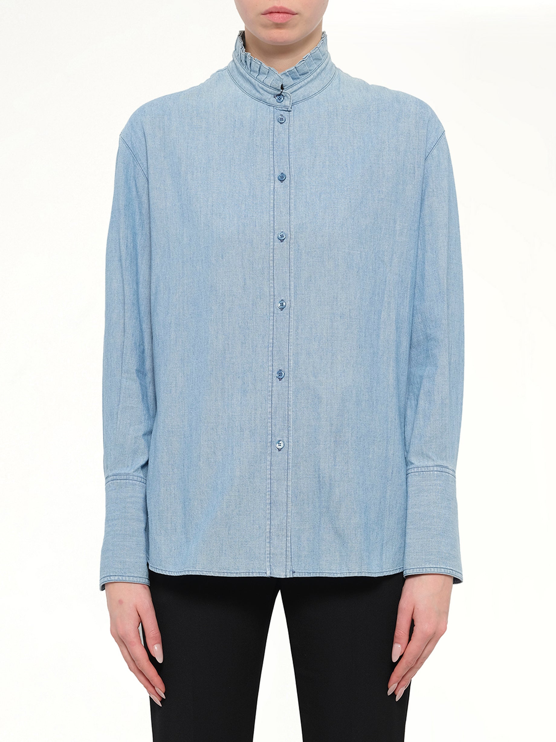 Alexander McQueen Embroidered Chambre Shirt in Blue