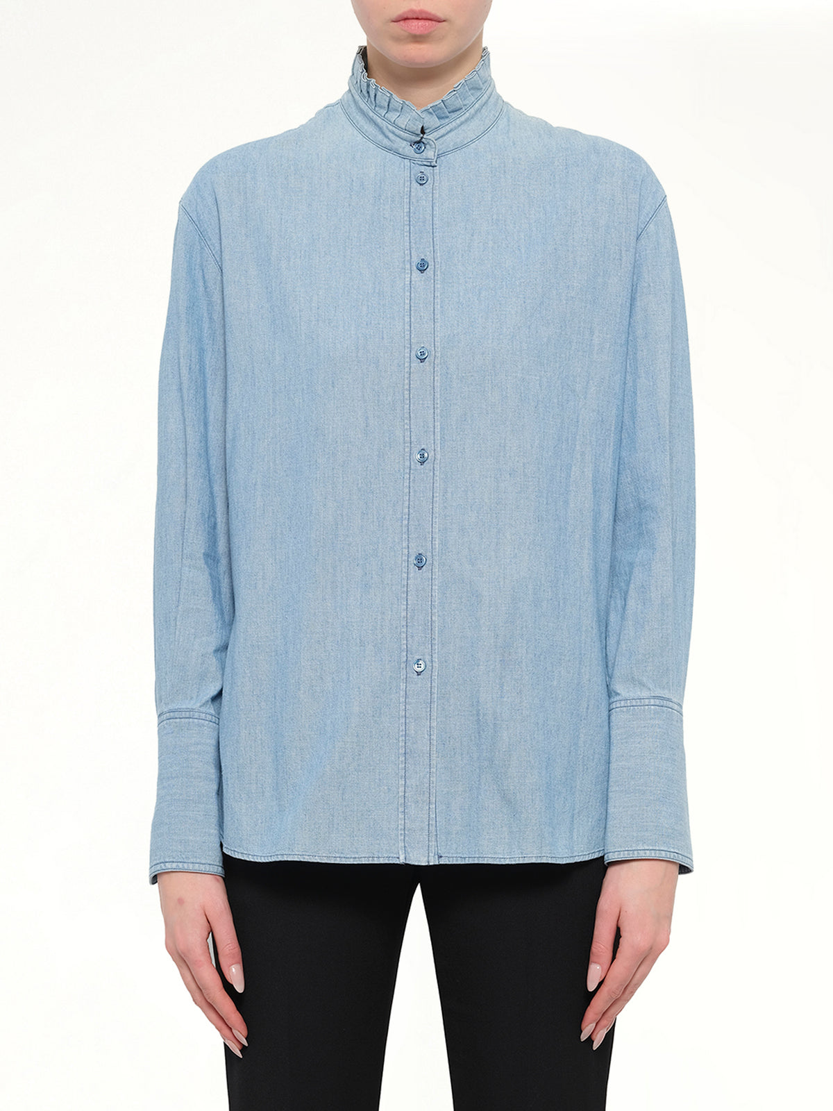 Alexander McQueen Embroidered Chambre Shirt in Blue