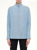 Alexander McQueen Embroidered Chambre Shirt in Blue