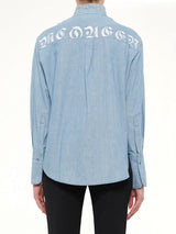 Alexander McQueen Embroidered Chambre Shirt in Blue