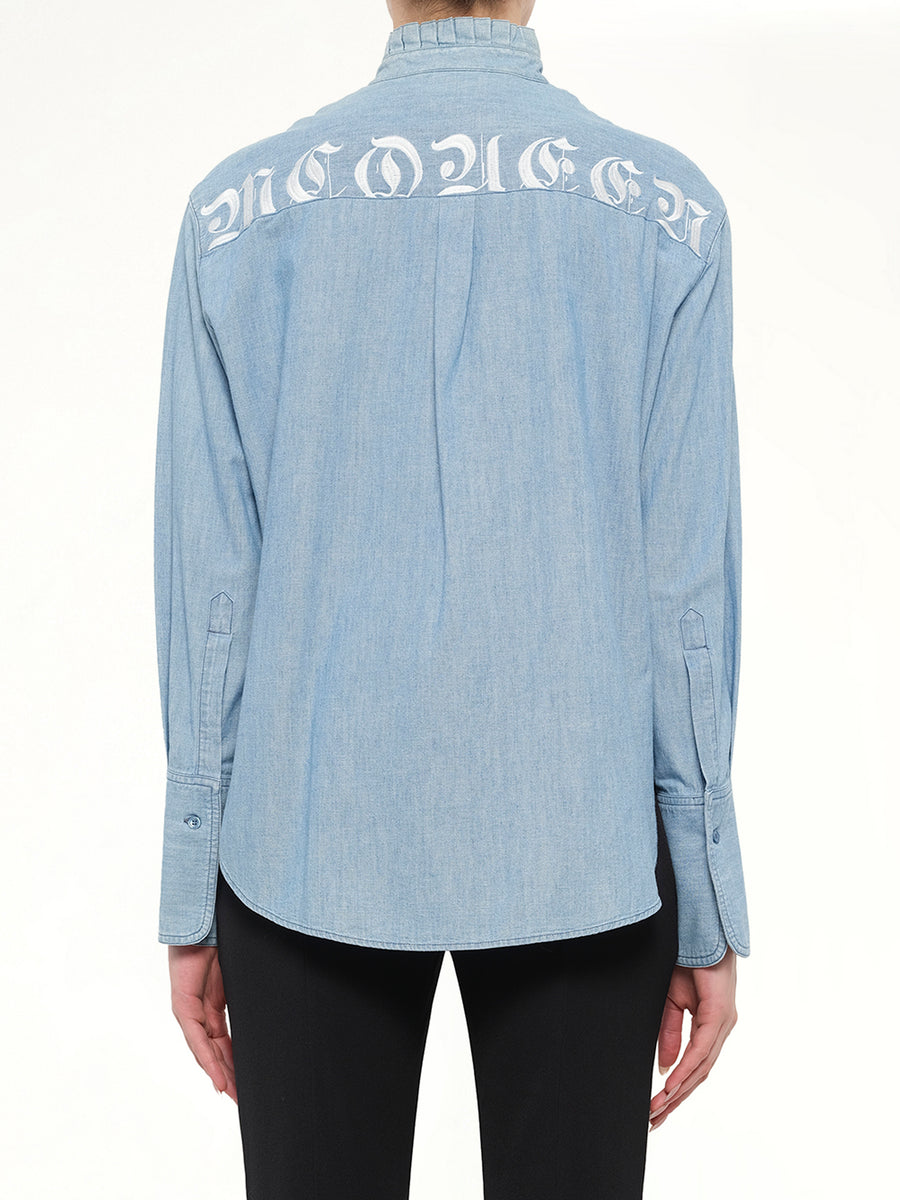 Alexander McQueen Embroidered Chambre Shirt in Blue