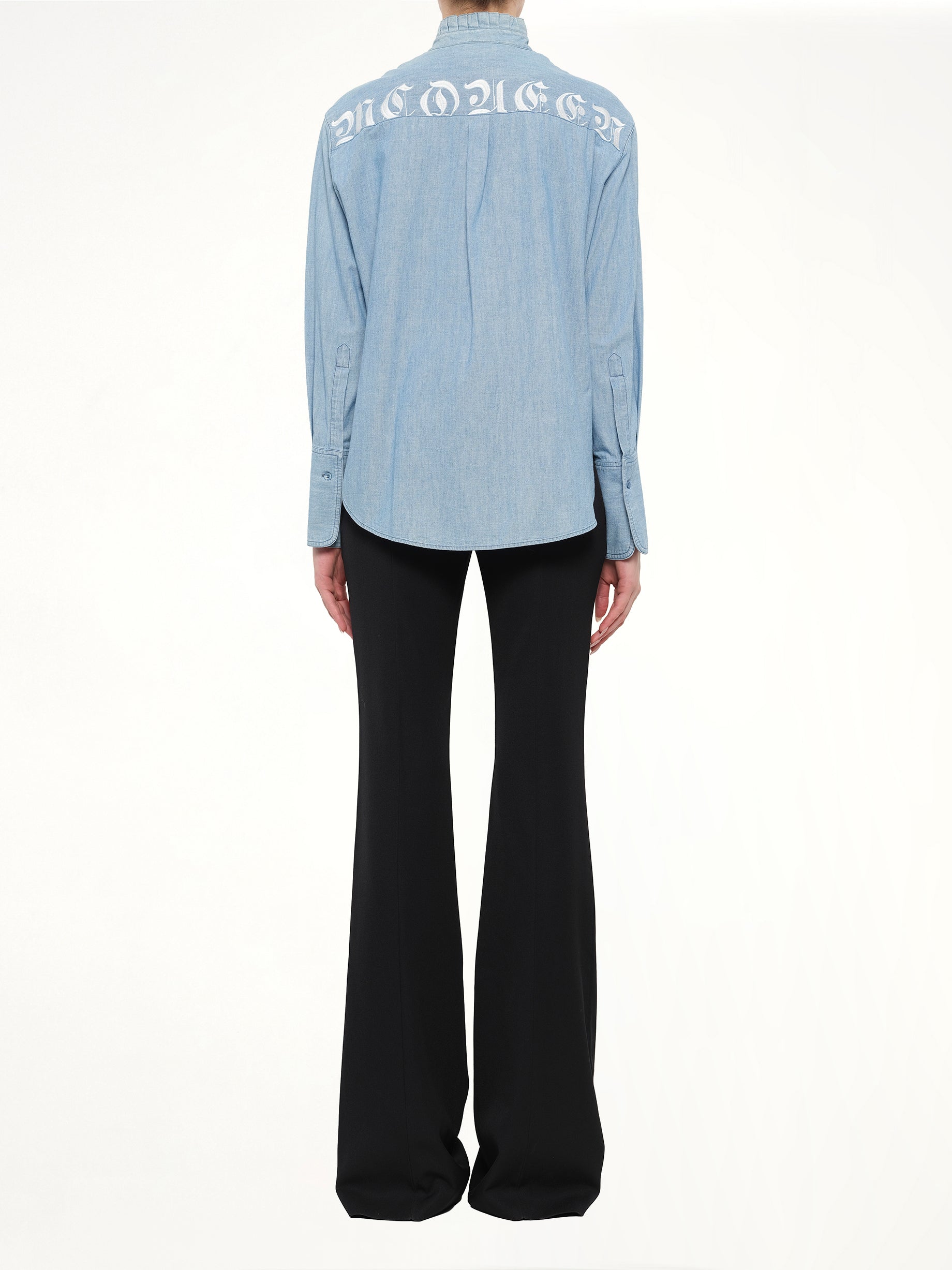 Alexander McQueen Embroidered Chambre Shirt in Blue