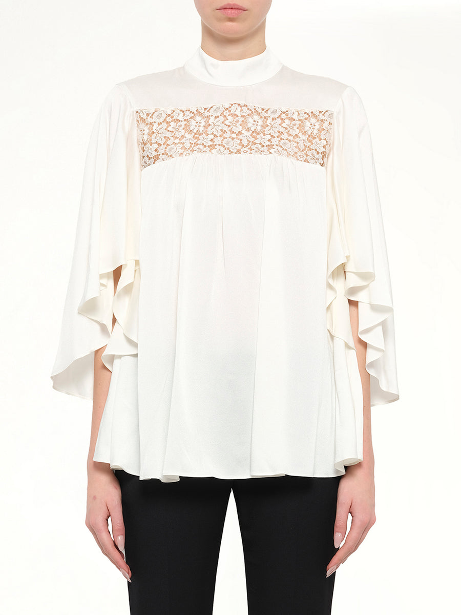 Alexander McQueen Fluid Satin Top in White