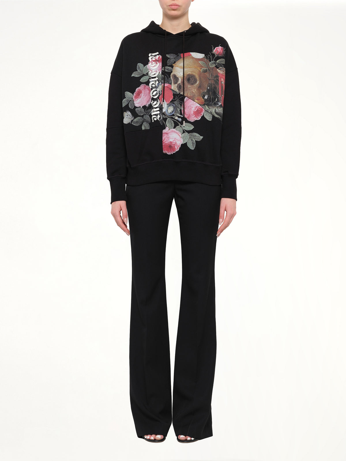 Alexander McQueen Skull Rose Embellished Hoodie in Black
