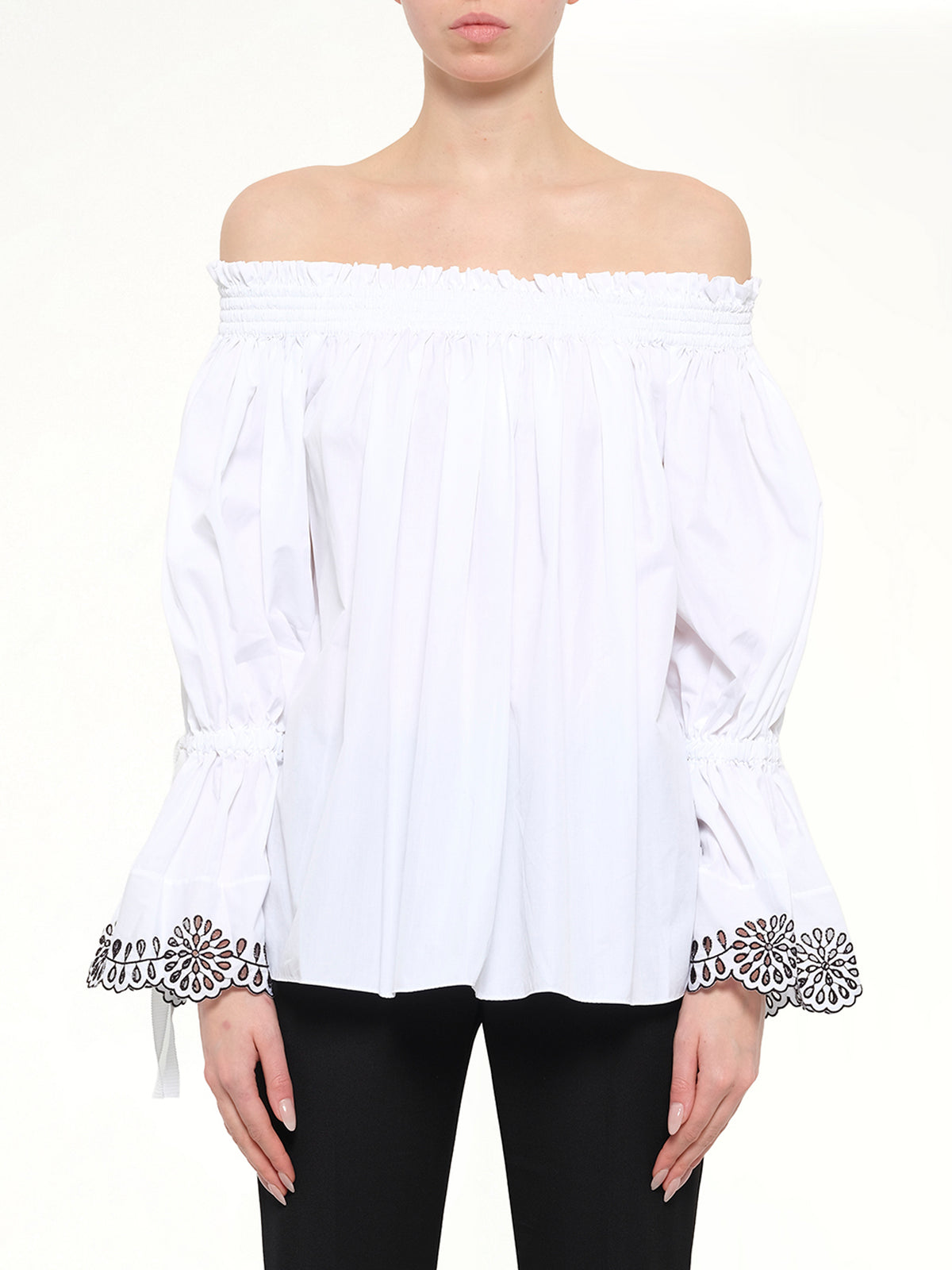 Popeline Shirt Top in White
