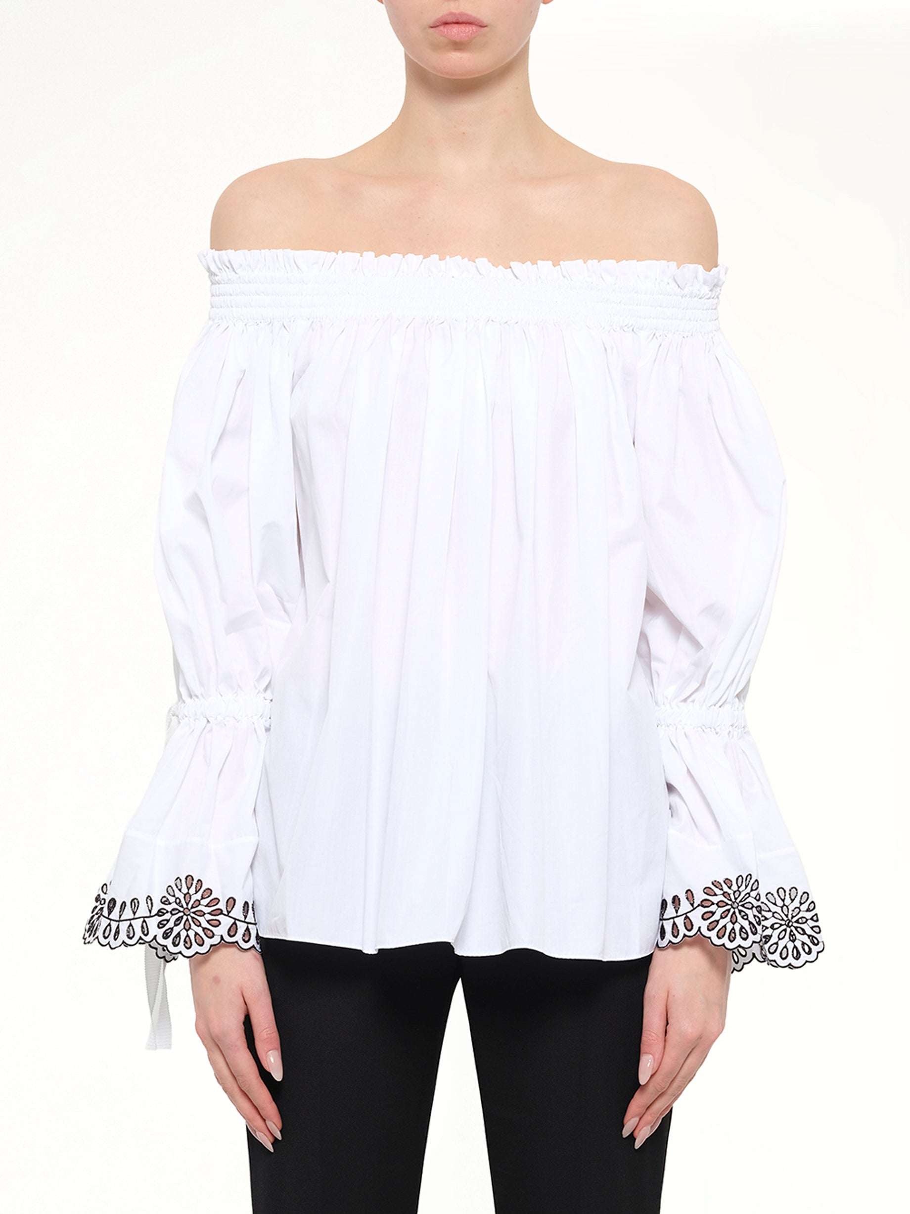 Popeline Shirt Top in White