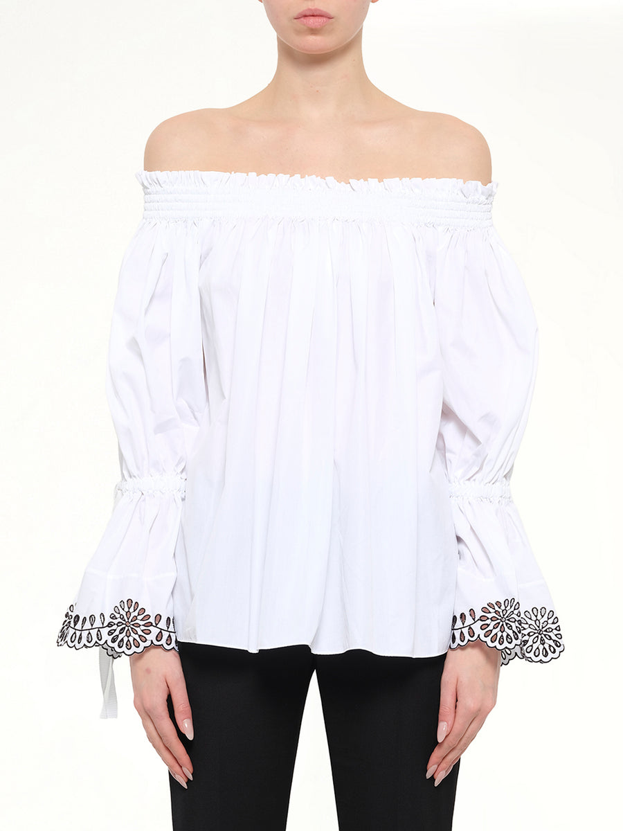 Popeline Shirt Top in White