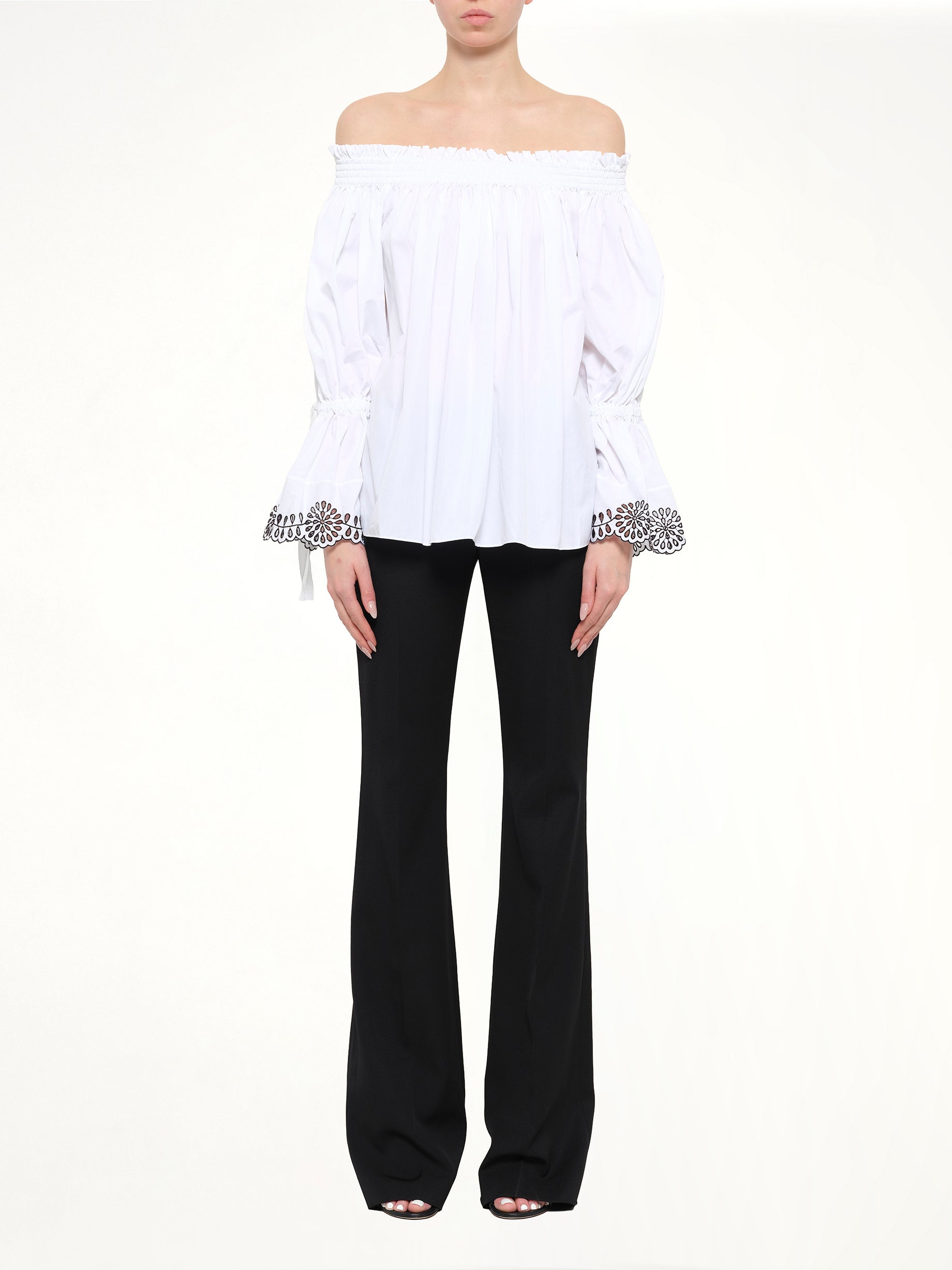 Popeline Shirt Top in White