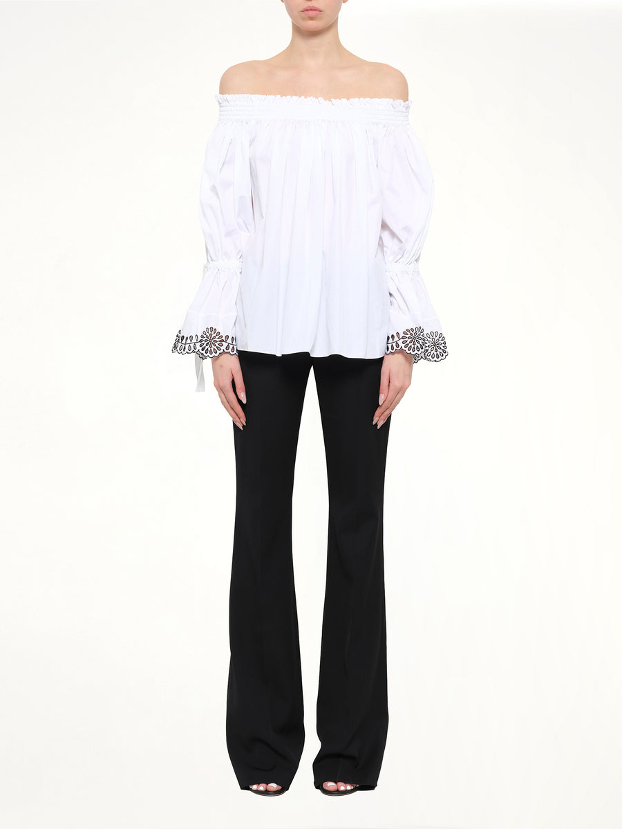 Popeline Shirt Top in White