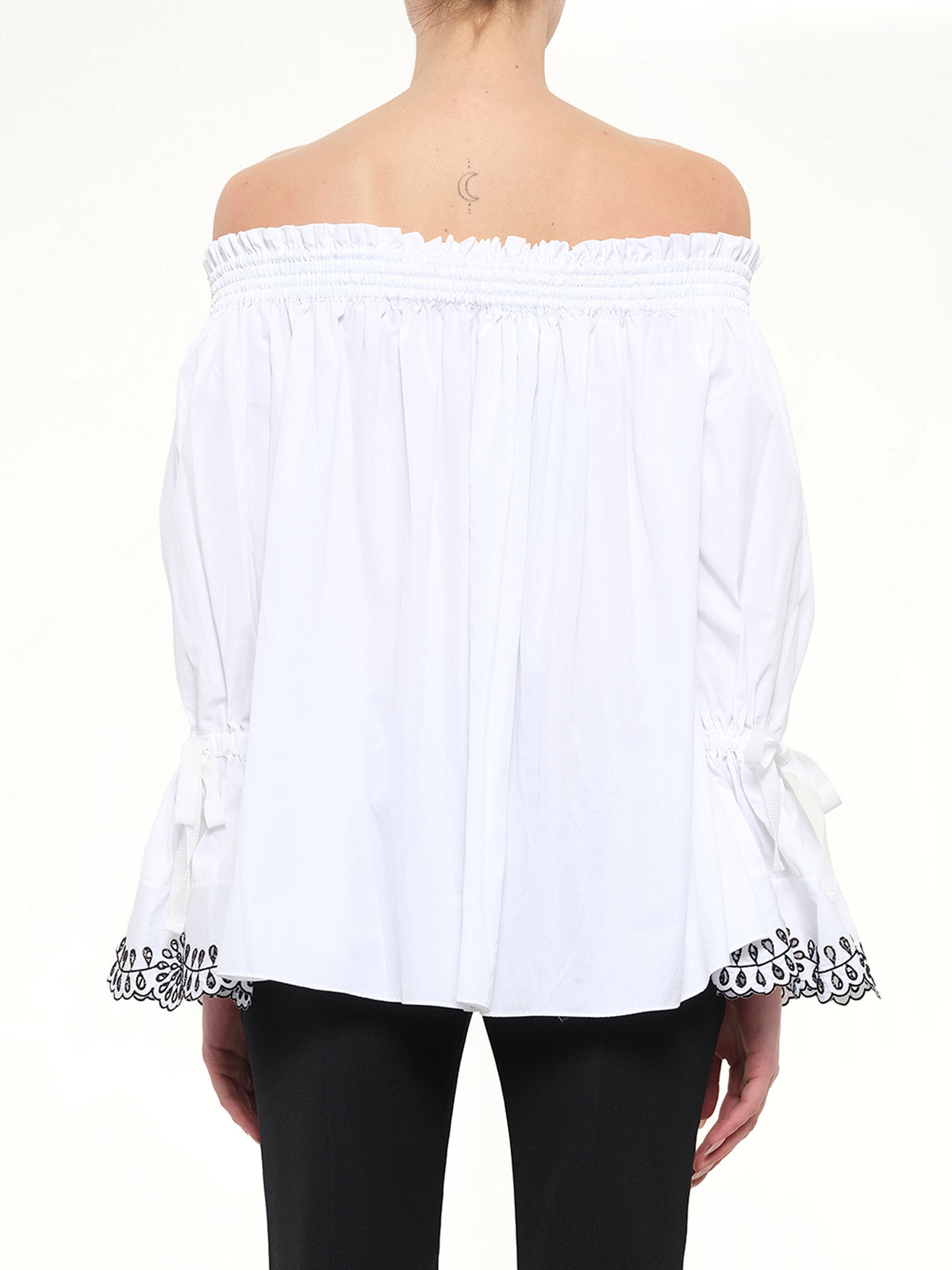 Popeline Shirt Top in White