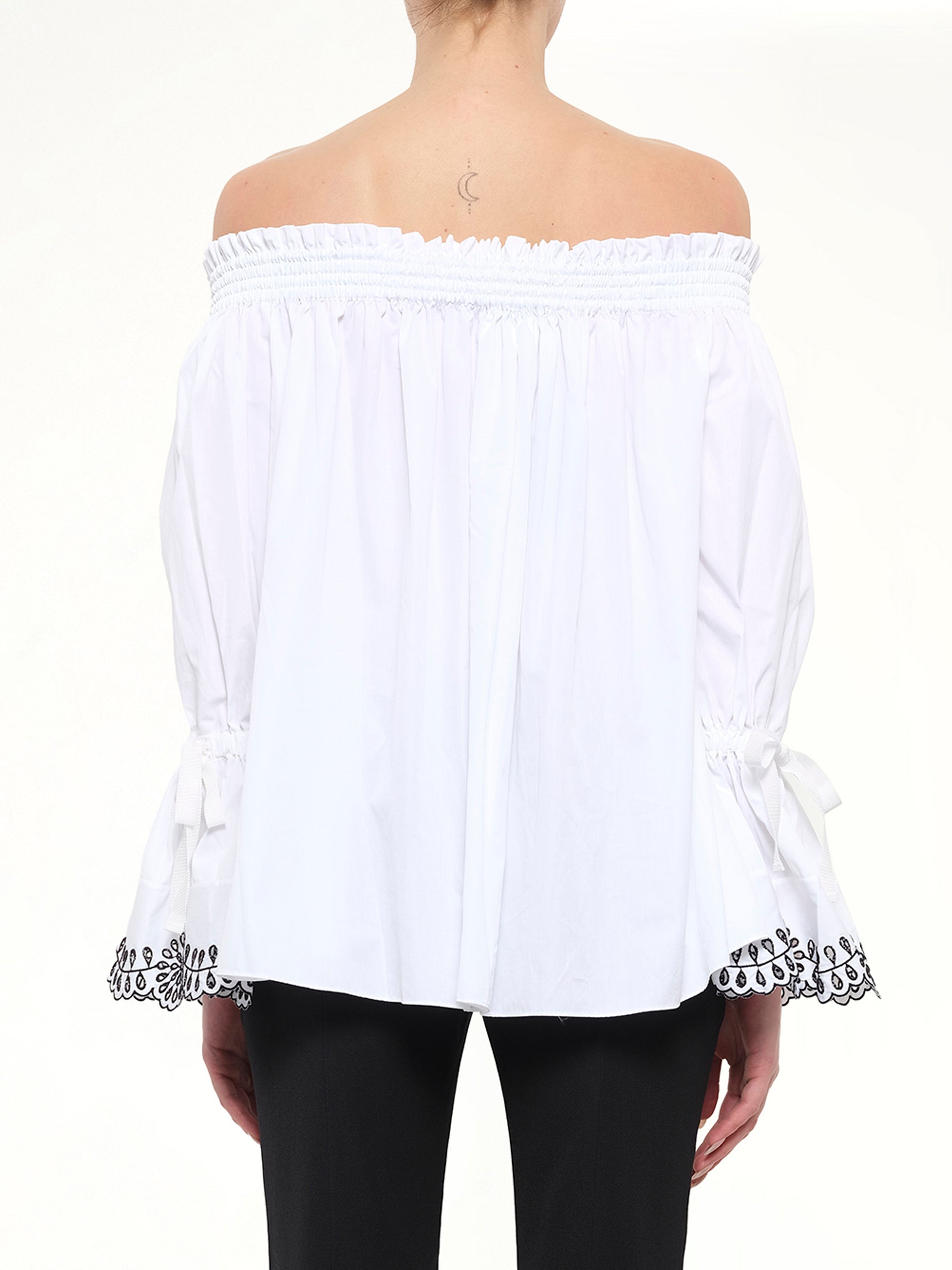 Popeline Shirt Top in White